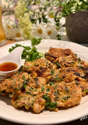 混ぜて焼くだけ🍳豚肉とニラの落とし焼き-レシピのメイン写真