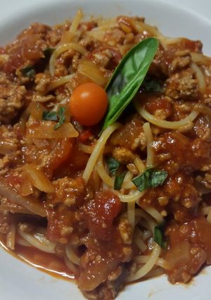 ミートソースパスタ-レシピのメイン写真