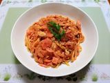 夏昼食夕飯サーモントマトクリームのパスタ