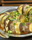 レンジで作る、ナスと挽肉の重ね蒸し