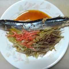 รูปของ 旬の秋刀魚を酒蒸しにしてみました：美味！