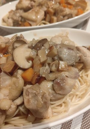 鶏もも肉とひら天のとろ〜り和風あんかけパスタ-レシピのメイン写真