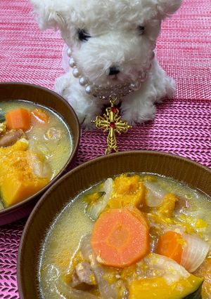 炊飯器でかぼちゃと野菜の味噌ミルクスープ-レシピのメイン写真