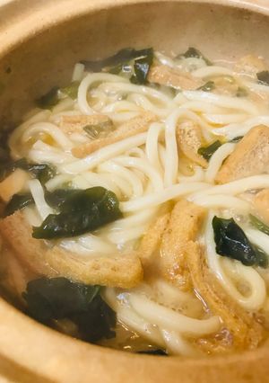 鍋の〆●わかめ＆きざみあげのうどん-レシピのメイン写真
