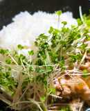 簡単！豚肉とブロッコリースプラウトの丼