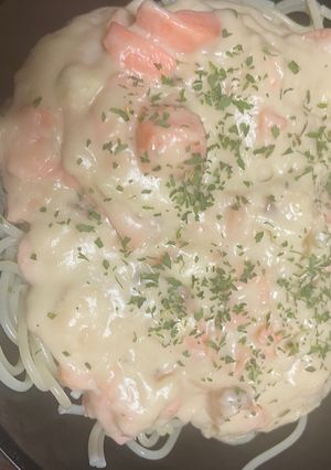 ラーメン屋が教える！サーモンクリーミーパスタ-レシピのメイン写真