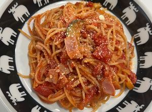 ワンパン！ベーコンとナスのトマトパスタ-レシピのメイン写真
