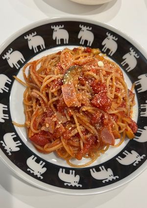 ワンパン！ベーコンとナスのトマトパスタ-レシピのメイン写真