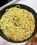 青じそと海老のジェノバ風パスタ