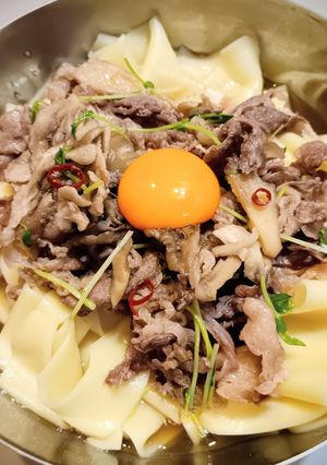 すき焼き風　牛肉と舞茸のぶっかけ麺-レシピのメイン写真