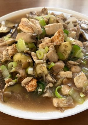 焼き豆腐・鶏・なす・きのこ煮-レシピのメイン写真