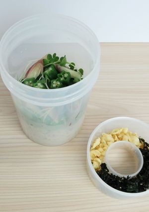 サラダポットで麺ランチ~オクラそば-レシピのメイン写真