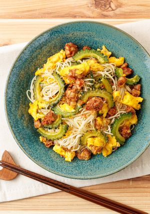沖縄の定番♪ゴーヤと卵の素麺チャンプルー-レシピのメイン写真
