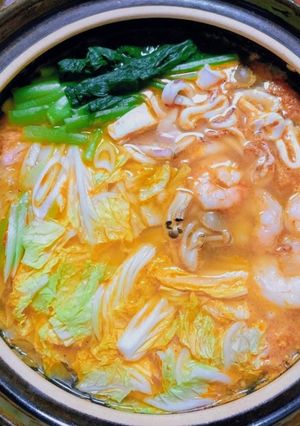 寒い日今日の夕飯！白菜厚揚韓国風キムチ鍋-レシピのメイン写真