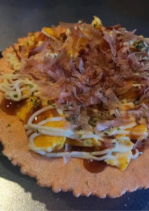 簡単お好み焼き風海老みりんせんべい-レシピのメイン写真