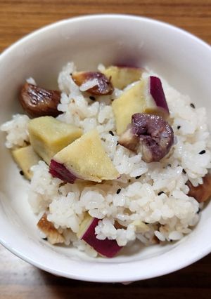 ヨウサマの減塩おやじのさつま芋&栗ご飯-レシピのメイン写真
