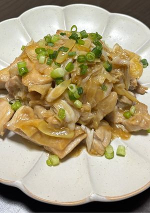 鶏もも肉と葱のわさびポン酢炒め-レシピのメイン写真