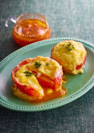 まるごとトマトの エッグチーズ焼き-レシピのメイン写真