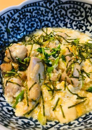 鶏肉と長ネギのあまから親子皿-レシピのメイン写真