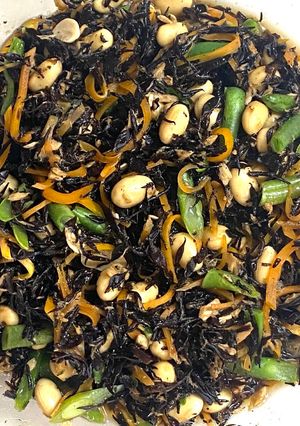 ワンボールレンジ、大豆のひじき煮！-レシピのメイン写真