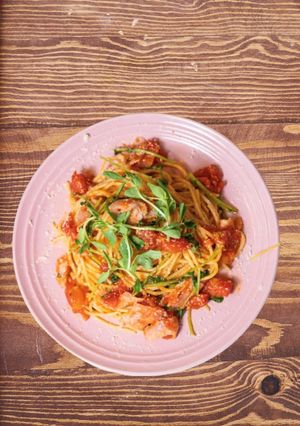 簡単！豆苗とベーコンのトマトパスタ-レシピのメイン写真