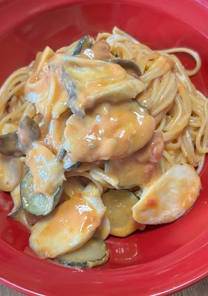 ミソトマトクリームパスタ-レシピのメイン写真