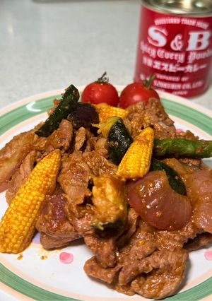 ラム肉とヤングコーンの赤缶カレー炒め-レシピのメイン写真