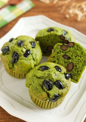 ほっこり♡黒豆と抹茶の米粉マフィン-レシピのメイン写真