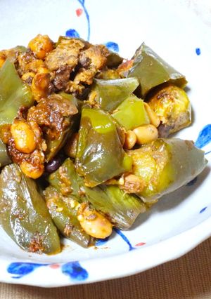 茄子とオイルサーディンとお豆の炊いたん♪-レシピのメイン写真