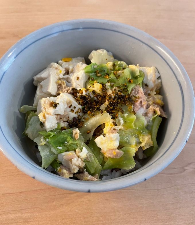 豆腐とツナの卵とじ丼⭐︎レンジで⭐︎包丁不要-レシピのメイン写真