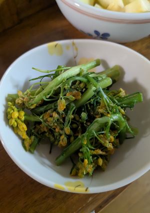 花が咲いた白菜のお浸し-レシピのメイン写真