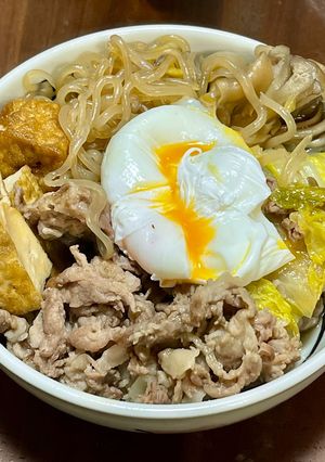 ワンパン 白菜と豚こまのすき焼き風煮物-レシピのメイン写真