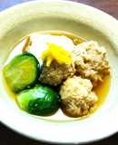 タラの真子の煮付け　冷凍豆腐と芽キャベツ