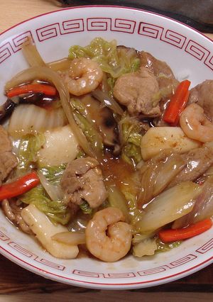 冷凍えびいかミックスに豚肉+で海鮮中華丼-レシピのメイン写真