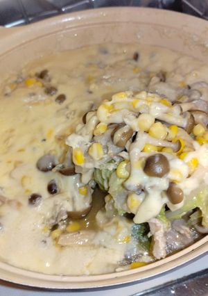 豚バラ白菜しめじコーンミルクチーズ鍋-レシピのメイン写真