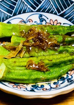 簡単！焼きオクラのタレかけ♡鰹節たっぷり-レシピのメイン写真