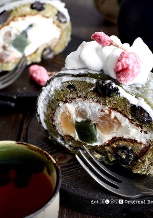 和風ロールケーキの抹茶求肥包み-レシピのメイン写真
