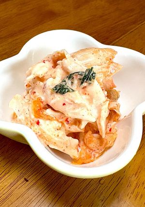 和えるだけ！鶏胸肉（蒸し鶏）とキムチのマヨ和え-レシピのメイン写真