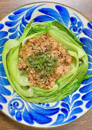 豚ひき肉とチンゲン菜のそぼろがけ-レシピのメイン写真