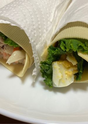 簡単ランチ！豆腐皮ツナ＆卵サラダロール-レシピのメイン写真