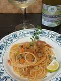海老とトマトソースのパスタ