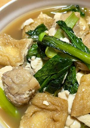 鶏が効いてる！揚げと豆腐のやさしい煮物-レシピのメイン写真
