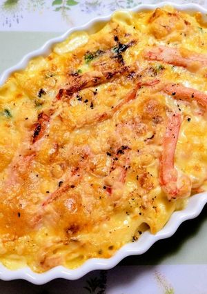 簡単今日の夕飯！カニカマ法蓮草グラタン-レシピのメイン写真