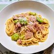 簡単ランチ!ベーコンそら豆クリームパスタ