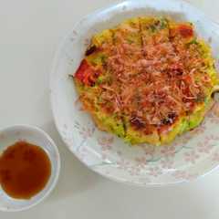 ホクホクお豆のさっぱりヘルシーお好み焼き-レシピのメイン写真