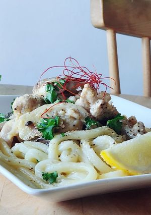レンジで簡単ランチ☆レモンバター肉うどん-レシピのメイン写真