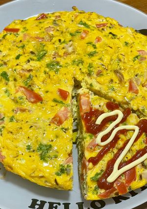 鯖缶トマトのスパニッシュオムレツとスープ-レシピのメイン写真