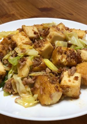 簡単！キャベツと厚揚げの肉味噌炒め-レシピのメイン写真