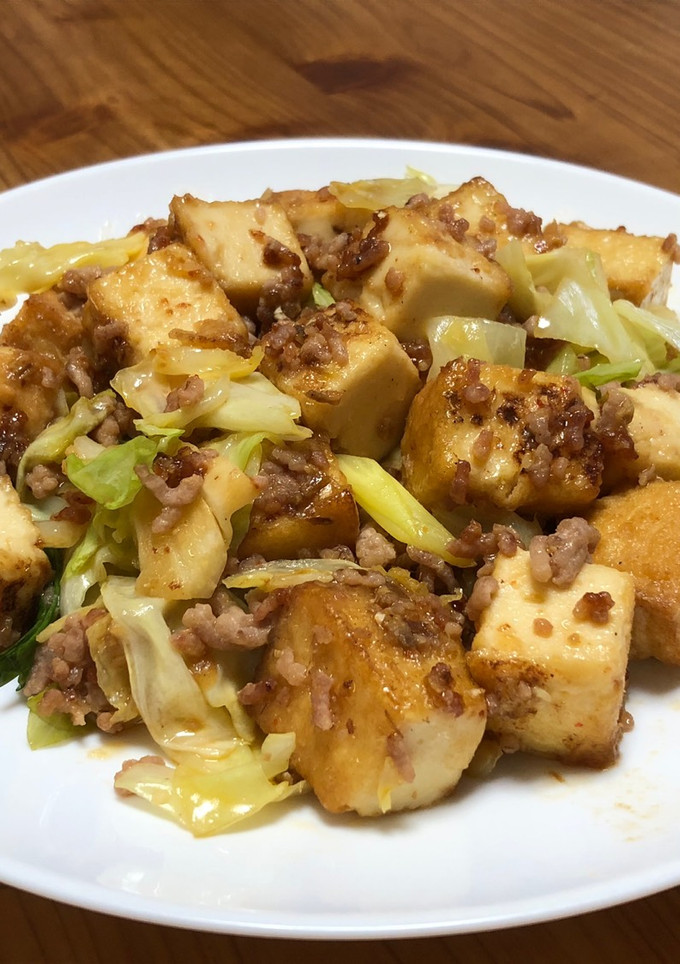 簡単！キャベツと厚揚げの肉味噌炒め-レシピのメイン写真