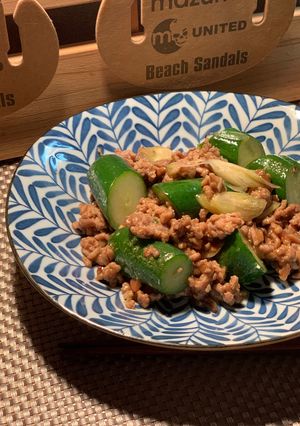 きゅうりと豚挽！梅肉とみょうが炒め✨-レシピのメイン写真